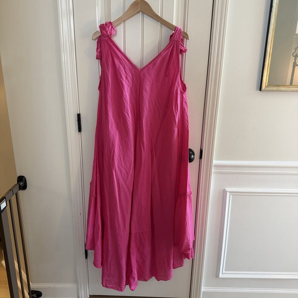 Cristina Vergani 100% Linen Women’s Sleeveless Pink High Low Maxi Dress Sz XL - Picture 6 of 11